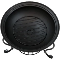 Sunnydaze Decor Sunnydaze Outdoor Camping Or Backyard Steel Round Raised Fire Pit On Stand With Spark Screen - 18" - Black -Furniture GUEST c2c519ed 9422 4352 aef0 0bcd783227cf