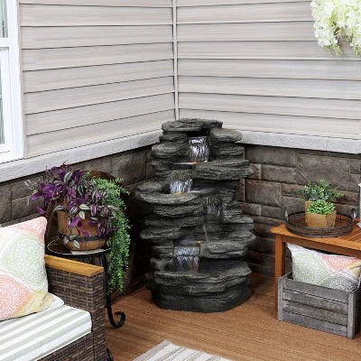 Sunnydaze Decor Sunnydaze 38"H Electric Polyresin And Fiberglass Stacked Shale Waterfall Outdoor Water Fountain With LED Lights 9 Sunnydaze Decor Sunnydaze 38"H Electric Polyresin And Fiberglass Stacked Shale Waterfall Outdoor Water Fountain With LED Lights - Image 7