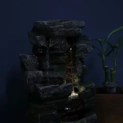 Sunnydaze Decor Sunnydaze Indoor Home Office Polyresin Towering Cave Waterfall Tabletop Water Fountain With LED Light - 14" -Furniture GUEST c32e5f2d 033b 4e14 902b 90414dbf47c8