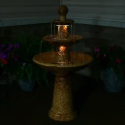 Sunnydaze Decor Sunnydaze 43"H Electric Ceramic 3-Tier Floral Motif Outdoor Water Fountain With LED Lights -Furniture GUEST c3e45490 757d 42ea 95f0 664b53a79290