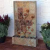 Sunnydaze Decor Sunnydaze 32"H Electric Slate And Metal Climbing Vines Outdoor Water Fountain With LED Light