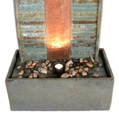 Sunnydaze Decor Sunnydaze 48"H Electric Natural Slate With Copper Accents Rippled Column Outdoor Water Fountain With LED Spotlight 11 Sunnydaze Decor Sunnydaze 48"H Electric Natural Slate With Copper Accents Rippled Column Outdoor Water Fountain With LED Spotlight -Furniture GUEST c6aadbab d36e 4a8b b65a 0781679e2637