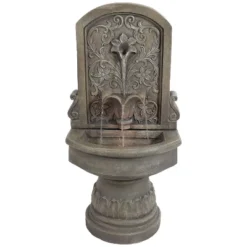 Sunnydaze Decor Sunnydaze Lovely Lily Polyresin Flat Back Pedestal Outdoor Wall Fountain For The Patio, Deck, Or Yard - 37.5" - Gray -Furniture GUEST c70e6b09 6fc2 4cf1 ae8c ad23776e3c2b