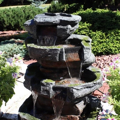 Sunnydaze Decor Sunnydaze 31"H Electric Polyresin And Fiberglass Large Rock Quarry Waterfall Outdoor Water Fountain With LED Lights 7 Sunnydaze Decor Sunnydaze 31"H Electric Polyresin And Fiberglass Large Rock Quarry Waterfall Outdoor Water Fountain With LED Lights - Image 5