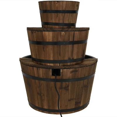 Sunnydaze Decor Sunnydaze 30"H Electric Wood Rustic Farmhouse Style 3-Tier Barrel Outdoor Water Fountain 8 Sunnydaze Decor Sunnydaze 30"H Electric Wood Rustic Farmhouse Style 3-Tier Barrel Outdoor Water Fountain - Image 6