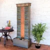 Sunnydaze Decor Sunnydaze 48"H Electric Natural Slate With Copper Accents Rippled Column Outdoor Water Fountain With LED Spotlight -Furniture GUEST c7e2800d 8f80 4a01 ad94 31b07d740b77