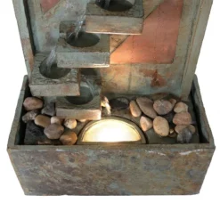 Sunnydaze Decor Sunnydaze 48"H Electric Natural Slate And Copper Accents Descending Staircase Outdoor Water Fountain With LED Light 10 Sunnydaze Decor Sunnydaze 48"H Electric Natural Slate And Copper Accents Descending Staircase Outdoor Water Fountain With LED Light -Furniture GUEST c7e494c0 141c 406a 97f5 5b0ea60e3c28