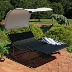 Sunnydaze Decor Sunnydaze Outdoor Double Chaise Lounge Bed With Canopy Shade And Headrest Pillows, Black 22 Sunnydaze Decor Sunnydaze Outdoor Double Chaise Lounge Bed With Canopy Shade And Headrest Pillows, Black -Furniture GUEST c822152c a7bc 4cee af2c 917272b85471