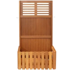 Sunnydaze Decor Sunnydaze Outdoor Garden Meranti Wood With Teak Oil Finish Planter Box With Privacy Screen And 2 Hooks For Hanging Basket Planters - 44" H - Brown -Furniture GUEST c829e8dd a2d8 4a98 b0f7 3ebe877f3961