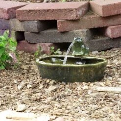 Sunnydaze Decor Sunnydaze Outdoor Solar Powered Ceramic Spitting Frog Water Fountain With Submersible Pump - 7" - Green -Furniture GUEST c88adac4 ff9e 416e 9919 269ec305d06c