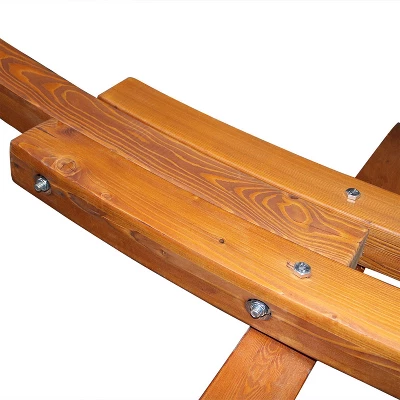 Sunnydaze Decor Sunnydaze Cotton Double Wide 2-Person Rope Hammock With Spreader Bars And Curved Arc Wood Stand - 400 Lb Weight Capacity /13' Stand 6 Sunnydaze Decor Sunnydaze Cotton Double Wide 2-Person Rope Hammock With Spreader Bars And Curved Arc Wood Stand - 400 Lb Weight Capacity /13' Stand - Image 4