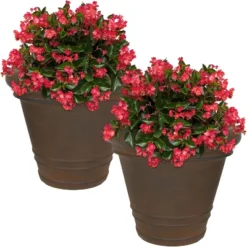 Sunnydaze Decor Sunnydaze Crozier Polyresin Outdoor/Indoor Heavy-Duty Double-Walled Fade-Resistant Flower Pot Planter - 16" Diameter - Rust -Furniture GUEST c90e1814 22ec 4d07 b856 3be8d95988be