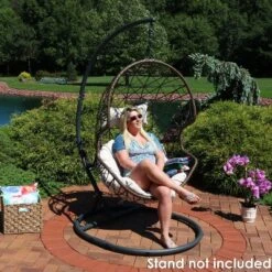 Sunnydaze Decor Sunnydaze Outdoor Resin Wicker Patio Danielle Hanging Basket Egg Chair Swing With Cushion And Headrest - 2pc -Furniture GUEST c99d59a7 8327 43db b59d 6ad6120162f1