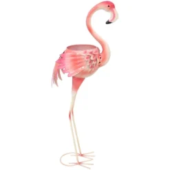 Sunnydaze Decor Sunnydaze Metal Pink Flamingo Outdoor Garden Statue With Flowerpot - 36" -Furniture GUEST cab5f4a2 391d 44d3 bbd9 78ffd750956c