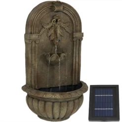 Sunnydaze Decor Sunnydaze 27"H Solar-Powered Polystone Florence Outdoor Wall-Mount Water Fountain -Furniture GUEST cac1aa9d ec00 4385 9279 df01c667223d