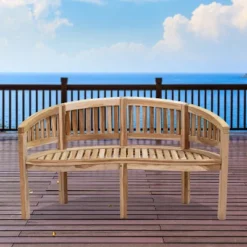 Sunnydaze Decor Sunnydaze 59" Solid Wooden Teak Outdoor Banana Bench With Curved Back 31 Sunnydaze Decor Sunnydaze 59" Solid Wooden Teak Outdoor Banana Bench With Curved Back -Furniture GUEST cac29ee7 8bef 410c 9405 a7843177cddb