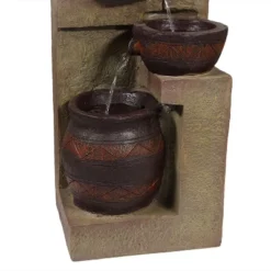 Sunnydaze Decor Sunnydaze Outdoor Solar Powered Cascading Terra Bowls Water Fountain With Battery Backup And LED Light - 30" -Furniture GUEST cbbfbb6e 1896 453c 92d6 f40ed22d761a