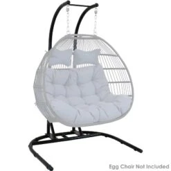 Sunnydaze Decor Sunnydaze Indoor/Outdoor Deluxe Powder-Coated Steel U-Shaped Hanging Egg Chair Loveseat Stand - 76" - Black 9 Sunnydaze Decor Sunnydaze Indoor/Outdoor Deluxe Powder-Coated Steel U-Shaped Hanging Egg Chair Loveseat Stand - 76" - Black -Furniture GUEST cdbd1bb6 e61f 4d26 9457 2aaf098c6721