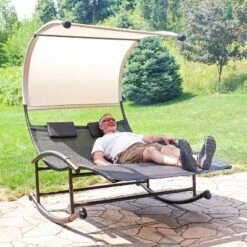 Sunnydaze Decor Sunnydaze Outdoor Double Chaise Lounge Bed With Canopy Shade And Headrest Pillows, Black 18 Sunnydaze Decor Sunnydaze Outdoor Double Chaise Lounge Bed With Canopy Shade And Headrest Pillows, Black -Furniture GUEST cdc962f7 4ae5 45da bd8b 97f05bea5363