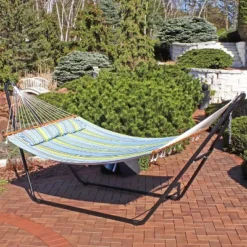 Sunnydaze Decor Sunnydaze Double Quilted Fabric Hammock With Universal Steel Stand - 450-Pound Capacity 31 Sunnydaze Decor Sunnydaze Double Quilted Fabric Hammock With Universal Steel Stand - 450-Pound Capacity -Furniture GUEST ce6ffde9 3e59 4eda 9ce6 480d584788ab