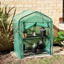 Sunnydaze Decor Sunnydaze Outdoor Portable Growing Rack 2-Tier Greenhouse With Roll-Up Door - 2 Shelves - Green -Furniture GUEST cee134b1 6214 4feb 93bc d91bd997c773
