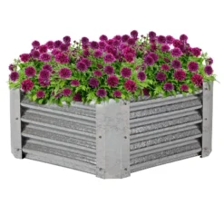 Sunnydaze Decor Sunnydaze Outdoor Lawn And Garden Galvanized Steel Hexagon Raised Vegetable Garden Or Flower Bed Planter Kit - 22" - Silver -Furniture GUEST cf04f5bf ede2 427d 8be3 d056b53a7cf4