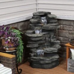 Sunnydaze Decor Sunnydaze 38"H Electric Polyresin And Fiberglass Stacked Shale Waterfall Outdoor Water Fountain With LED Lights 17 Sunnydaze Decor Sunnydaze 38"H Electric Polyresin And Fiberglass Stacked Shale Waterfall Outdoor Water Fountain With LED Lights -Furniture GUEST cfa2e208 cd75 45a7 873a 788a4af7a02e