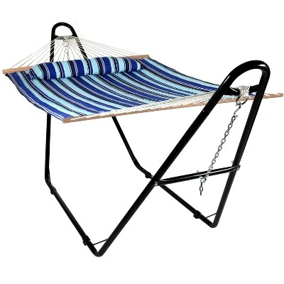 Sunnydaze Decor Sunnydaze Double Quilted Fabric Hammock With Universal Steel Stand - 450-Pound Capacity 16 Sunnydaze Decor Sunnydaze Double Quilted Fabric Hammock With Universal Steel Stand - 450-Pound Capacity - Image 14