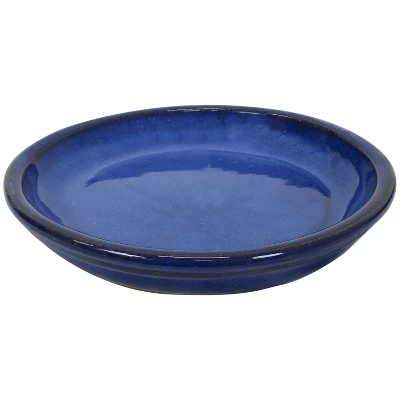 Sunnydaze Decor Sunnydaze Studio UV- And Frost-Resistant Ceramic Planters With Drainage Holes And Saucers - 11" Diameter - Imperial Blue - 2-Pack 8 Sunnydaze Decor Sunnydaze Studio UV- And Frost-Resistant Ceramic Planters With Drainage Holes And Saucers - 11" Diameter - Imperial Blue - 2-Pack - Image 6