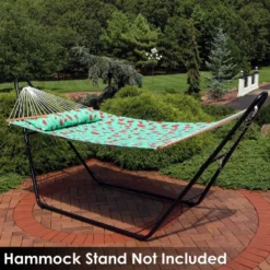 Sunnydaze Decor Sunnydaze Heavy-Duty 2-Person Quilted Printed Fabric Spreader Bar Hammock And Pillow - 450 Lb Weight Capacity - Watermelon And Chevron -Furniture GUEST d0b4c6ec 6887 4bd1 a927 b7b000958c71