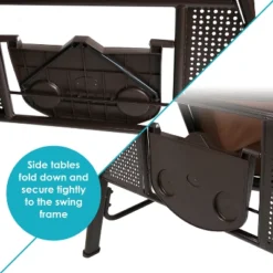 Sunnydaze Decor Sunnydaze Outdoor 3-Person Aluminum Patio Swing With Adjustable Canopy, Cushions And Pillow -Furniture GUEST d0b4d55c aa0a 4d90 b7f6 40d09774a4e6