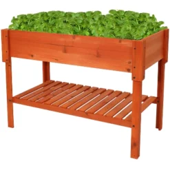 Sunnydaze Decor Sunnydaze Outdoor Raised Wooden Garden Bed With Lower Shelf For Plant Flowers, Herbs, Green Plants, And Vegetables - 42" -Furniture GUEST d0bd04e3 b038 468f bf34 7cf7398c0535