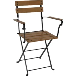 Sunnydaze Decor Sunnydaze Indoor/Outdoor Patio Or Dining Basic Chestnut Wooden Folding Bistro Arm Chair - Brown -Furniture GUEST d19b392f 86a9 4d5d 8ad1 f84595ad7e77