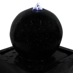 Sunnydaze Decor Sunnydaze Outdoor Polyresin Solar Powered Black Ball Water Fountain Feature With LED Light - 30" - Black -Furniture GUEST d1c8e615 528d 41c1 8429 a44395f46b09