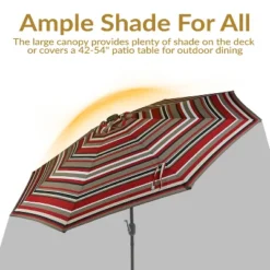 Sunnydaze Decor Sunnydaze Outdoor Solar Patio Umbrella With Polyester Canopy, LED Lights And Push Button Tilt And Crank 32 Sunnydaze Decor Sunnydaze Outdoor Solar Patio Umbrella With Polyester Canopy, LED Lights And Push Button Tilt And Crank -Furniture GUEST d21f14cc 1e8c 4403 8e34 6bbdd1760e2a