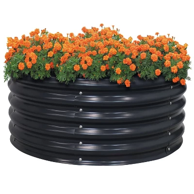 Sunnydaze Decor Sunnydaze Small, Circular Raised Garden Bed - Galvalume Steel Planter Box With Rubber Edge Trim - 17.25" H 7 Sunnydaze Decor Sunnydaze Small, Circular Raised Garden Bed - Galvalume Steel Planter Box With Rubber Edge Trim - 17.25" H - Image 5