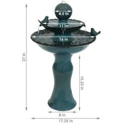 Sunnydaze Decor Sunnydaze 27"H Electric Green Ceramic 2-Tier Resting Birds Outdoor Water Fountain 19 Sunnydaze Decor Sunnydaze 27"H Electric Green Ceramic 2-Tier Resting Birds Outdoor Water Fountain -Furniture GUEST d297bb80 34bf 4841 9a31 b542fc455d4f 1