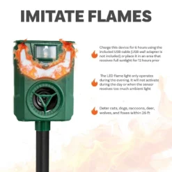 Sunnydaze Decor Sunnydaze Ultrasonic Animal Repeller With Flame Light And Mounting Pole - 19" H -Furniture GUEST d321c811 13f4 46d7 befa 7df866b869f2