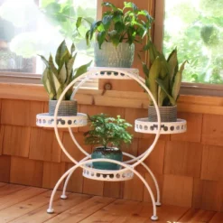 Sunnydaze Decor Sunnydaze Indoor/Outdoor Steel 4-Tiered Ferris Wheel Potted Flower Plant Stand Display - 28" - White 10 Sunnydaze Decor Sunnydaze Indoor/Outdoor Steel 4-Tiered Ferris Wheel Potted Flower Plant Stand Display - 28" - White -Furniture GUEST d39ae0e7 cc78 4081 852d 1134d1af755f