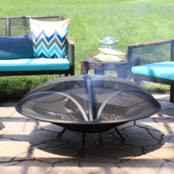 Sunnydaze Decor Sunnydaze Outdoor Replacement Steel Fire Pit Bowl With Spark Screen - Black