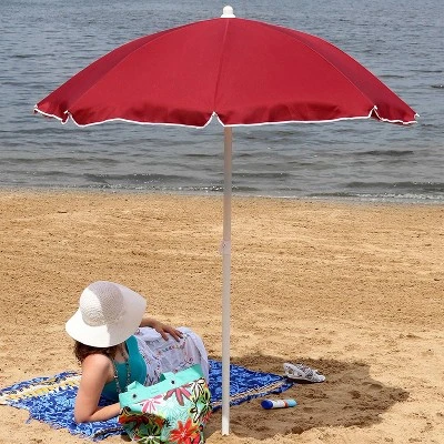 Sunnydaze Decor Sunnydaze Outdoor Travel Portable Beach Umbrella With Tilt Function And Push Open/Close Button - 5' 4 Sunnydaze Decor Sunnydaze Outdoor Travel Portable Beach Umbrella With Tilt Function And Push Open/Close Button - 5' - Image 2