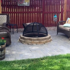 Sunnydaze Decor Sunnydaze Outdoor Heavy-Duty Steel Mesh Round Easy-Opening Camp Fire Pit Spark Screen Lid With Hinged Door - Black -Furniture GUEST d4a48401 59d5 41c7 b978 ca510c0301c4