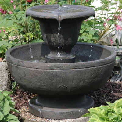Sunnydaze Decor Sunnydaze 25"H Electric Polyresin 2-Tier Streaming Falls Outdoor Water Fountain 3 Sunnydaze Decor Sunnydaze 25"H Electric Polyresin 2-Tier Streaming Falls Outdoor Water Fountain
