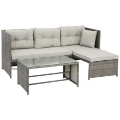 Sunnydaze Decor Sunnydaze Outdoor Longford Patio Sectional Sofa Conversation Set With Cushions And Table - 3pc -Furniture GUEST d53ea1c8 1899 4b62 8774 e679b7f2f2b3