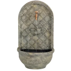 Sunnydaze Decor Sunnydaze 26"H Solar Polystone Messina Outdoor Wall-Mount Water Fountain -Furniture GUEST d58b023b fbe9 4124 a001 f7e4560f53ee