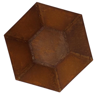 Sunnydaze Decor Sunnydaze Outdoor Camping Or Backyard Hexagon Rustic Affinity Fire Pit Bowl On Pedestal Stand - 23" - Oxidized Rust 5 Sunnydaze Decor Sunnydaze Outdoor Camping Or Backyard Hexagon Rustic Affinity Fire Pit Bowl On Pedestal Stand - 23" - Oxidized Rust - Image 3