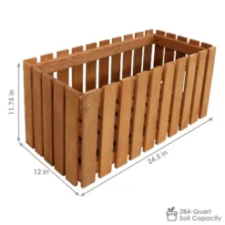 Sunnydaze Decor Sunnydaze Outdoor Rectangle Meranti Wood Picket Style Planter Box For Flowers, Herbs, Vegetables And Plants - 24" W - Brown 11 Sunnydaze Decor Sunnydaze Outdoor Rectangle Meranti Wood Picket Style Planter Box For Flowers, Herbs, Vegetables And Plants - 24" W - Brown -Furniture GUEST d6739212 db7e 4716 92ae 4287bb0cc6c5