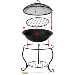 Sunnydaze Decor Sunnydaze Outdoor Camping Or Backyard Steel Round Raised Fire Pit On Stand With Spark Screen - 18" - Black -Furniture GUEST d699d461 a839 4e43 8221 49f5ef4cc9bd