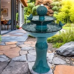 Sunnydaze Decor Sunnydaze 27"H Electric Ceramic 2-Tier Resting Birds Outdoor Water Fountain -Furniture GUEST d70f71ba 7cf0 4d69 bf39 7e389adbc916