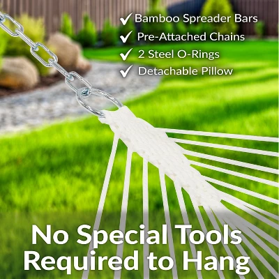 Sunnydaze Decor Sunnydaze Heavy-Duty Quilted 2-Person Hammock With Curved Bamboo Spreader Bars - 450 Lb Weight Capacity 10 Sunnydaze Decor Sunnydaze Heavy-Duty Quilted 2-Person Hammock With Curved Bamboo Spreader Bars - 450 Lb Weight Capacity - Image 8